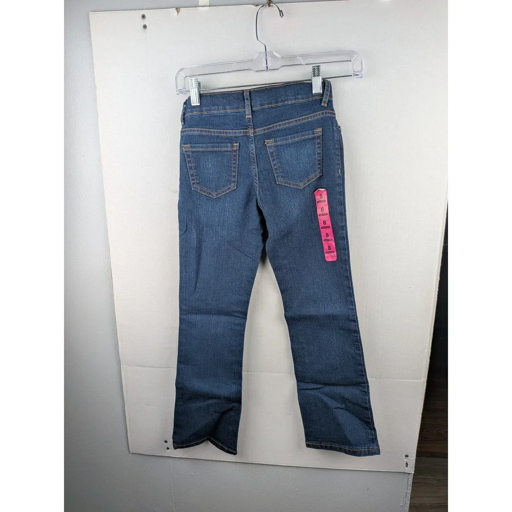 The Childrens Place Girls Bootcut Jeans Dark Indigo  Adjustable Waist Size 8